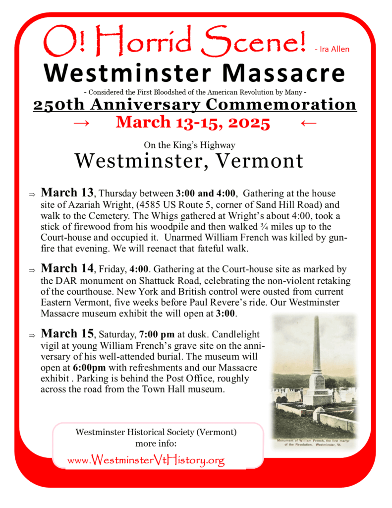 Poster for Westminster Massacre commemoration, March 13-15, 2025